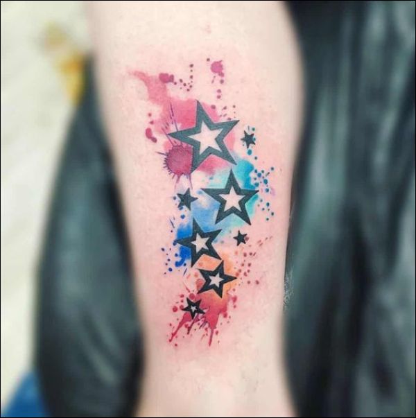 watercolor star tattoos for women