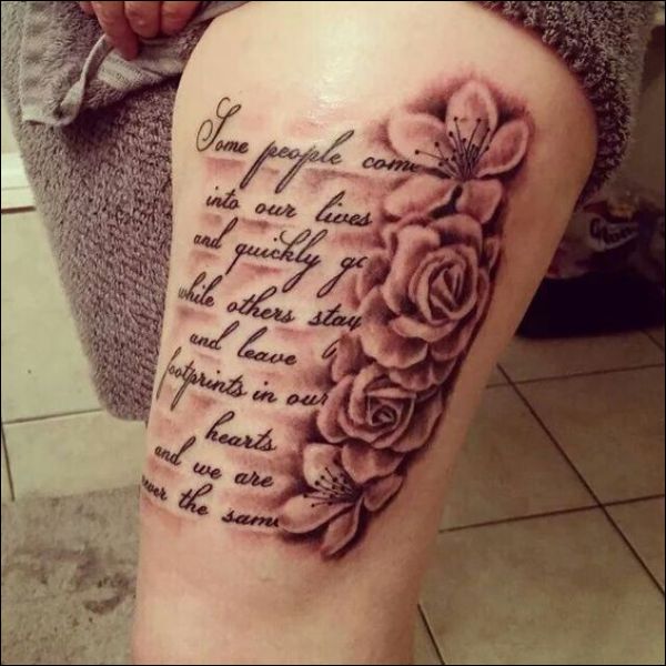 quotes thigh tattoos for girls