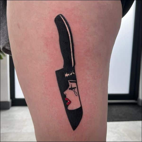 chef knife thigh tattoos for girls