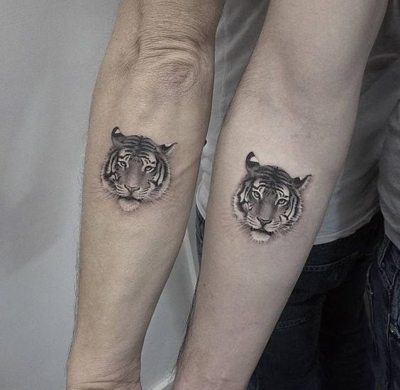 matching tiger tattoos