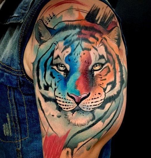 watercolor Best tiger tattoos