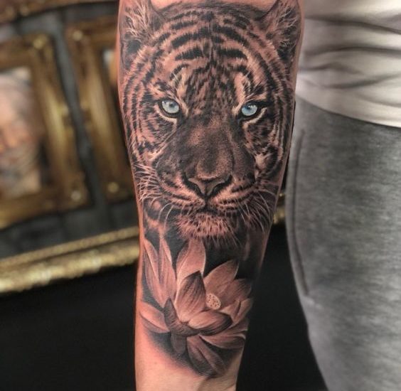 Painted Temple  Tattoos  Body Part Calf  Walt Watts Dual Tiger and Dragon