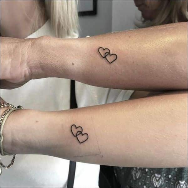 heart tiny tattoos on wrist for couples