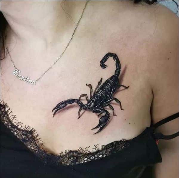 scorpion tattoos on chest ideas for women