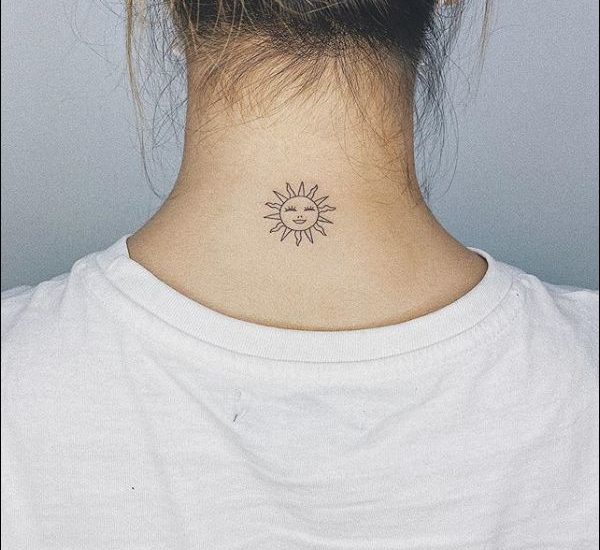 tribal sun tattoos on neck for men and women