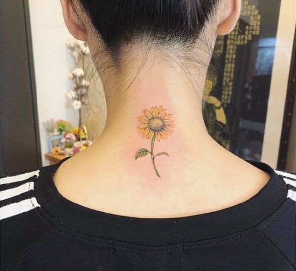 sunflower tattoo design on neck 