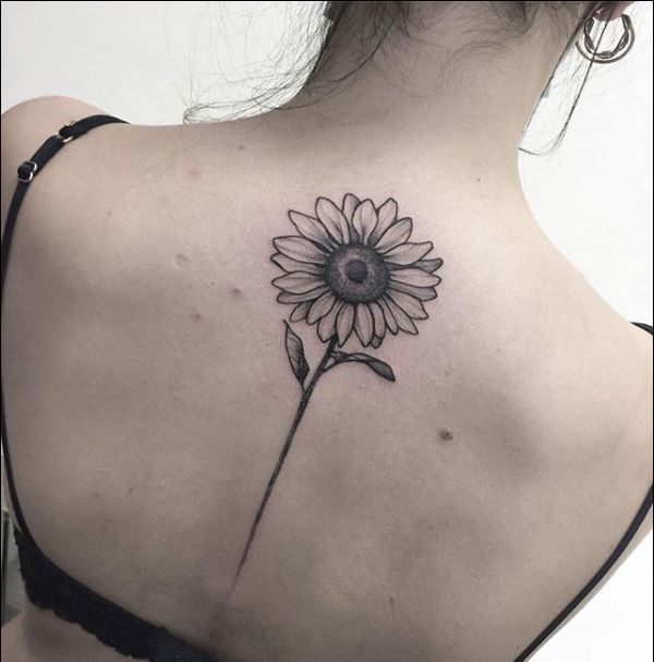 sunflower tattoo design on back