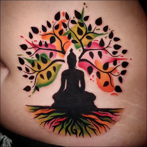 Buddha tree of life tattoo desings