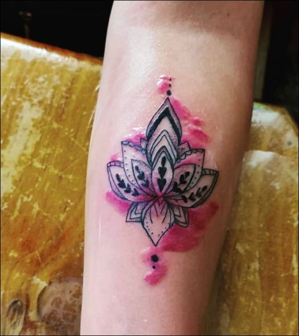 Lotus flower tattoo design on forearm