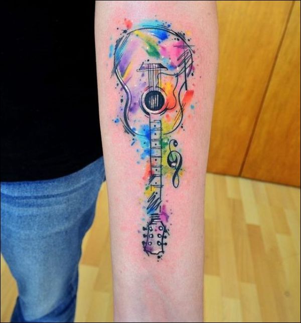 Guitar watercolor tattoo designs