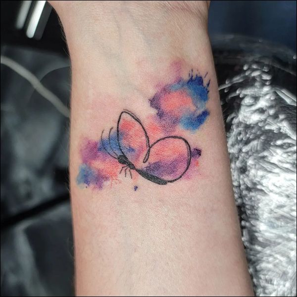 Butterfly with heart watercolor tattoo designs