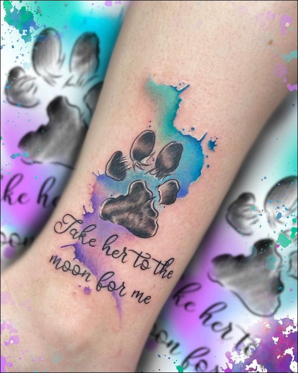 Paw and quote tattoo designs