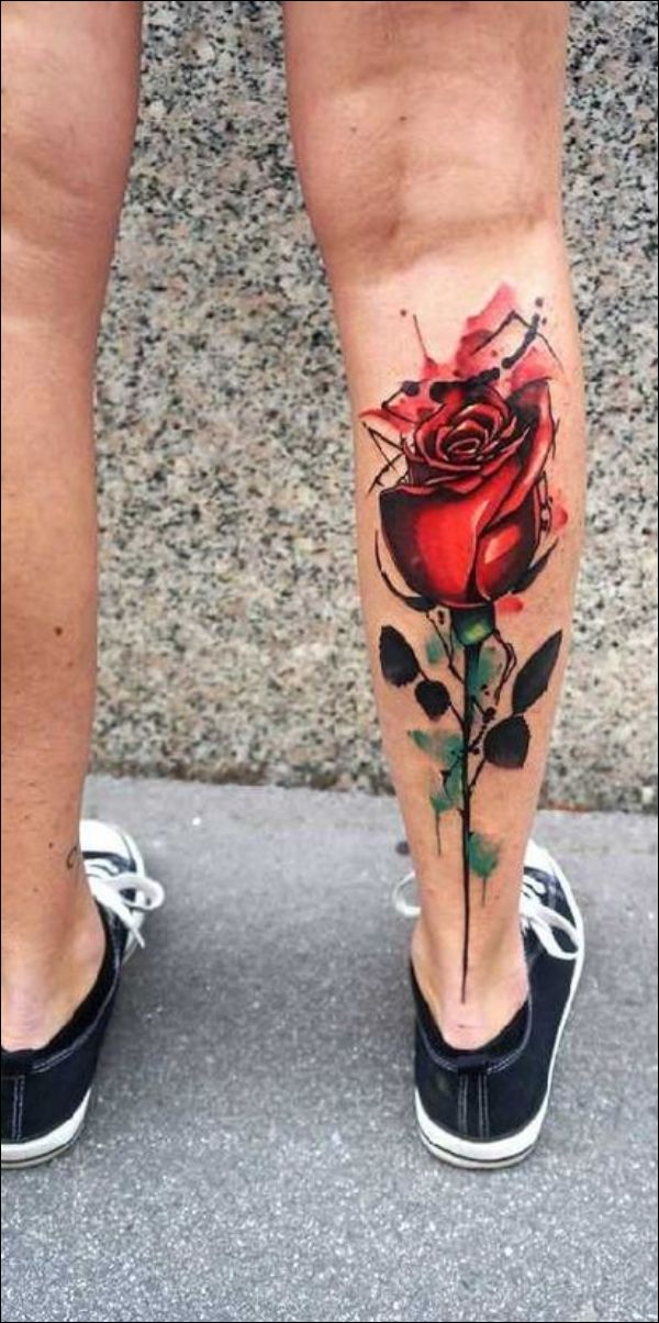 Rose flower watercolor tattoo design