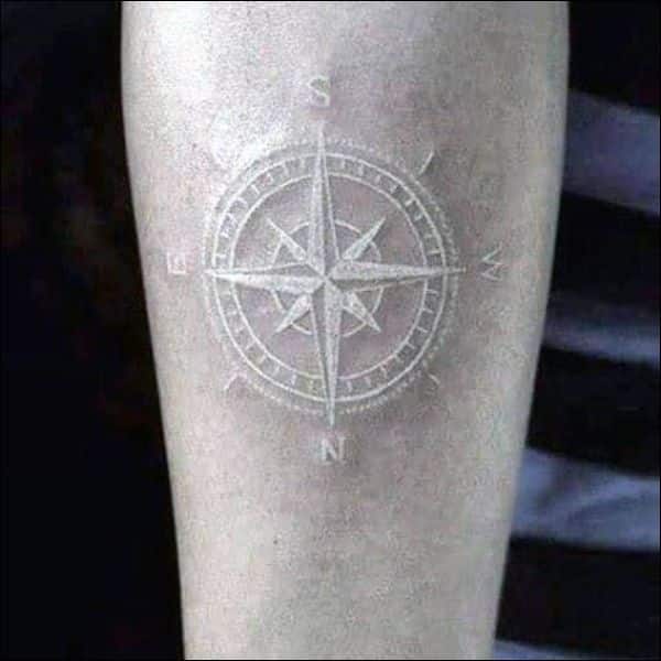 compass white ink tattoo designs