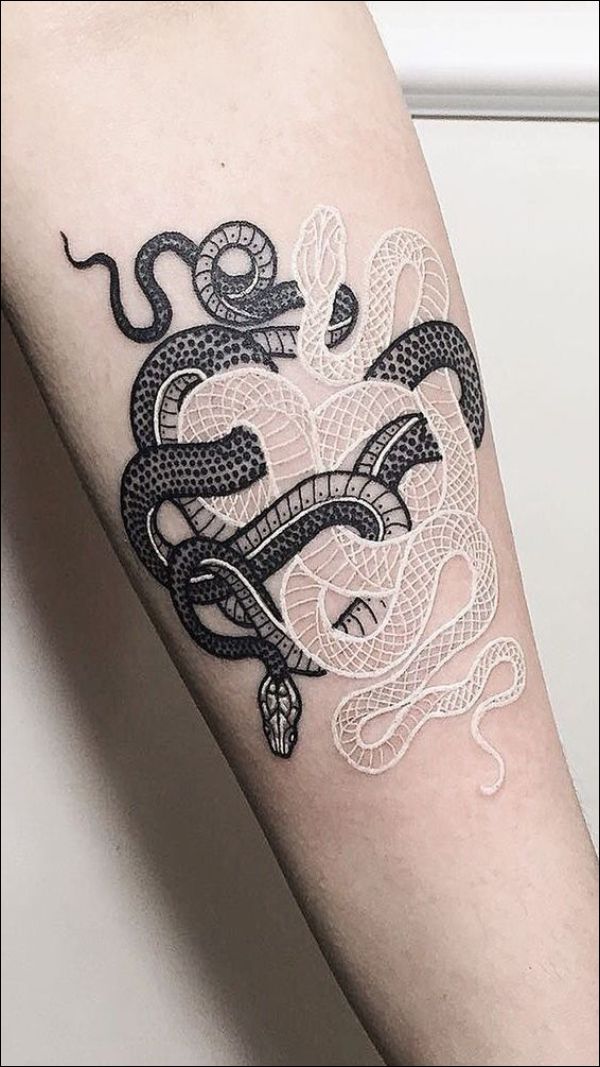 white ink snake tattoo designs